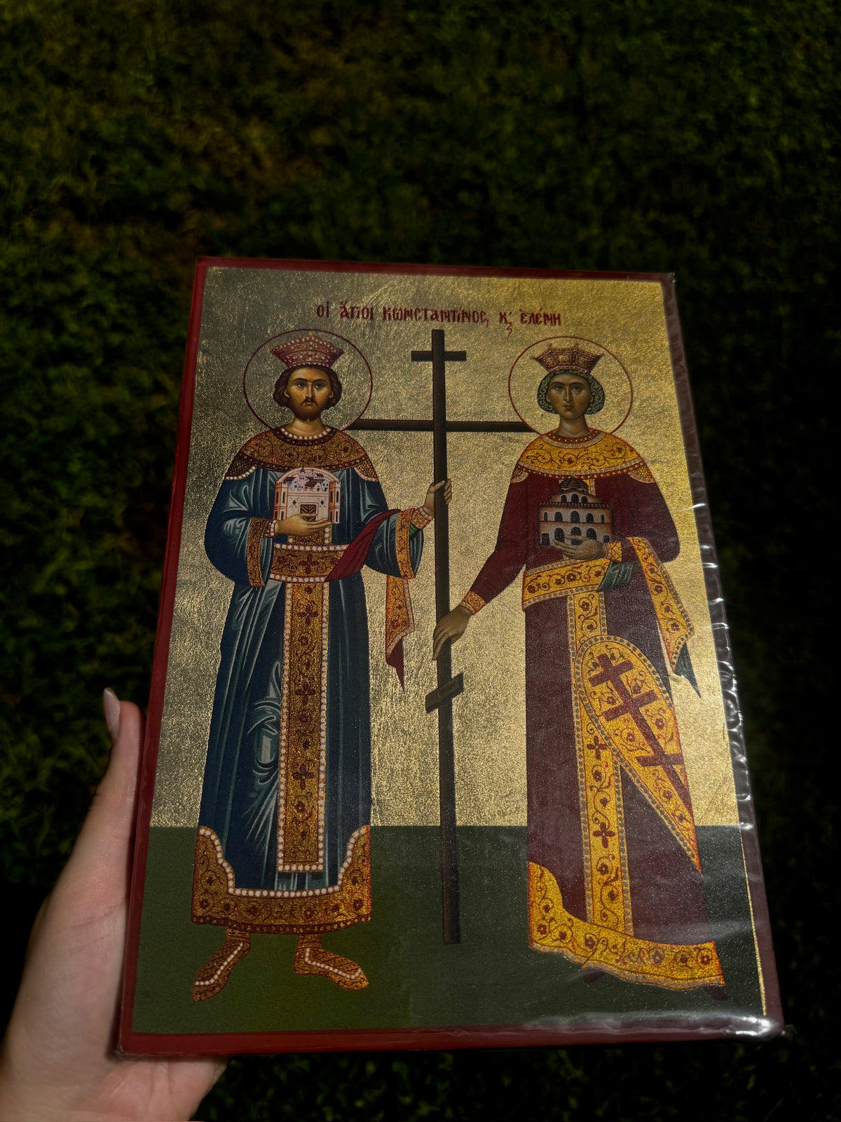 Saints Constantine and Helen Orthodox Icon | 18kt Gold Leaf Byzantine Icon