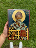 Saint Spyridon Orthodox Icon | 18kt Gold Leaf Byzantine Icon