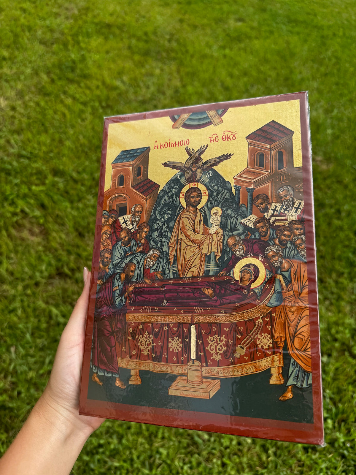 Dormition of the Theotokos Orthodox Icon | 18kt Gold Leaf Byzantine Icon