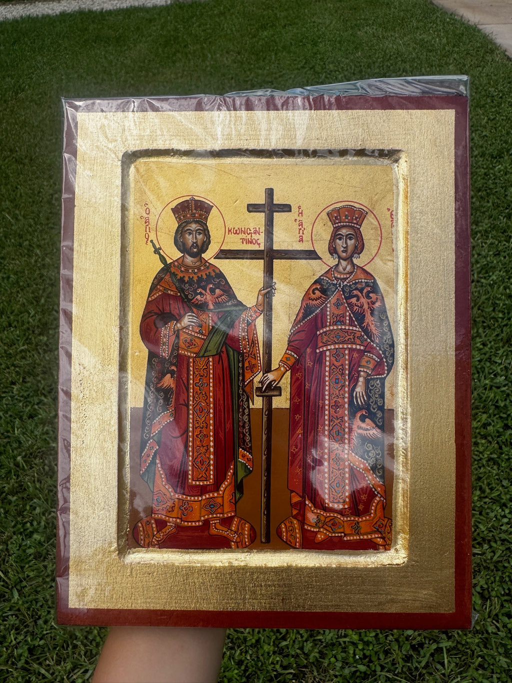 Saints Constantine and Helen Orthodox Icon | 18kt Gold Leaf Byzantine Icon