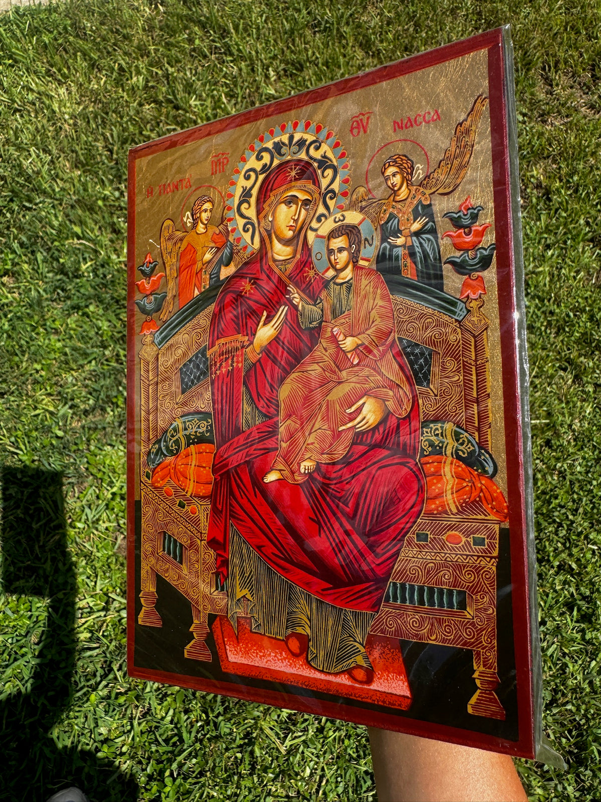 Virgin Mary Pantanassa Orthodox Icon | 18kt Gold Leaf Byzantine Icon