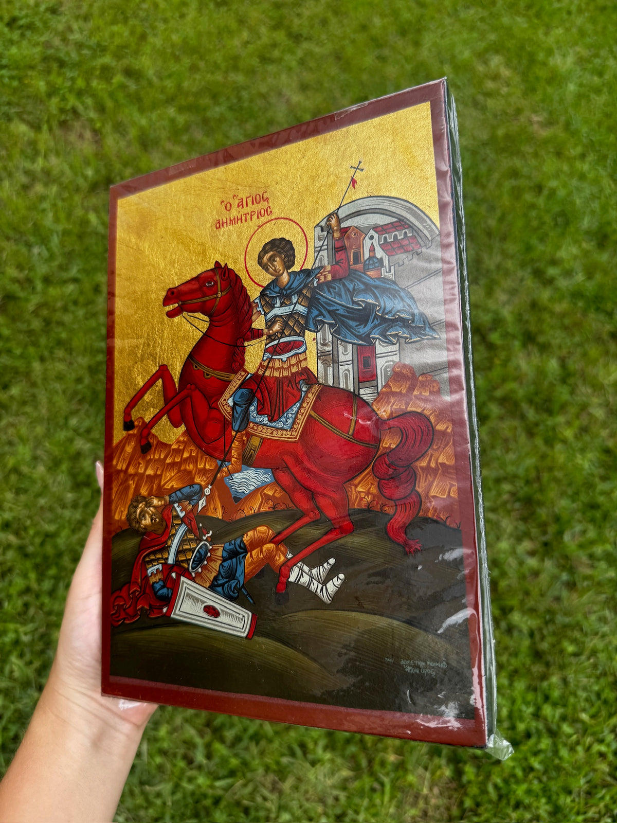 Saint Demetrios of Thessaloniki Orthodox Icon | 18kt Gold Leaf Byzantine Icon
