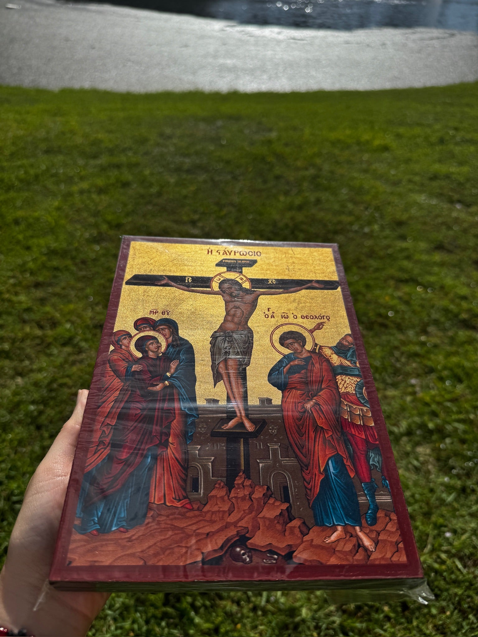 Crucifixion Orthodox Icon | 18kt Gold Leaf Byzantine
