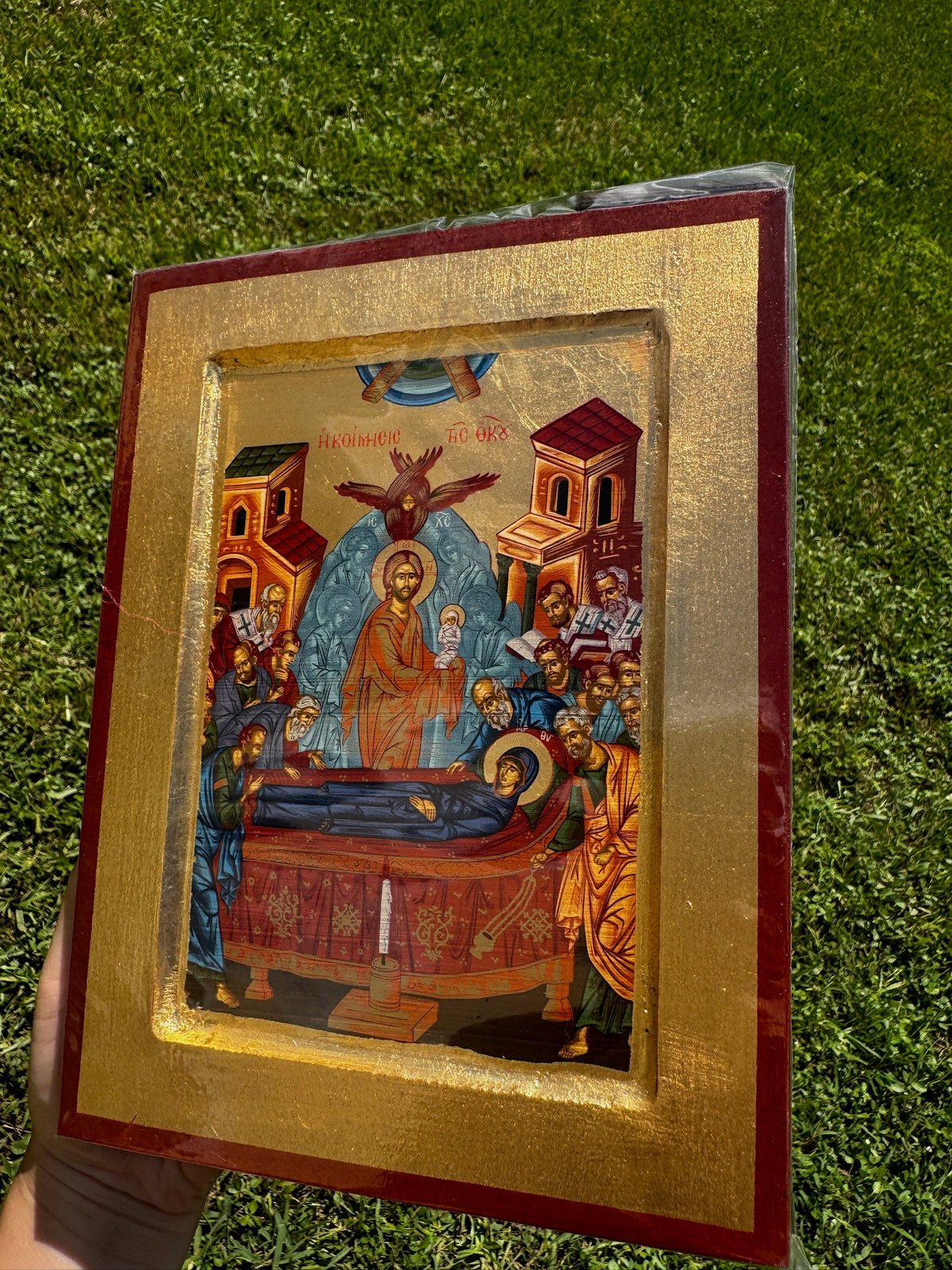 Dormition of the Theotokos Orthodox Icon | 18kt Gold Leaf Byzantine Icon