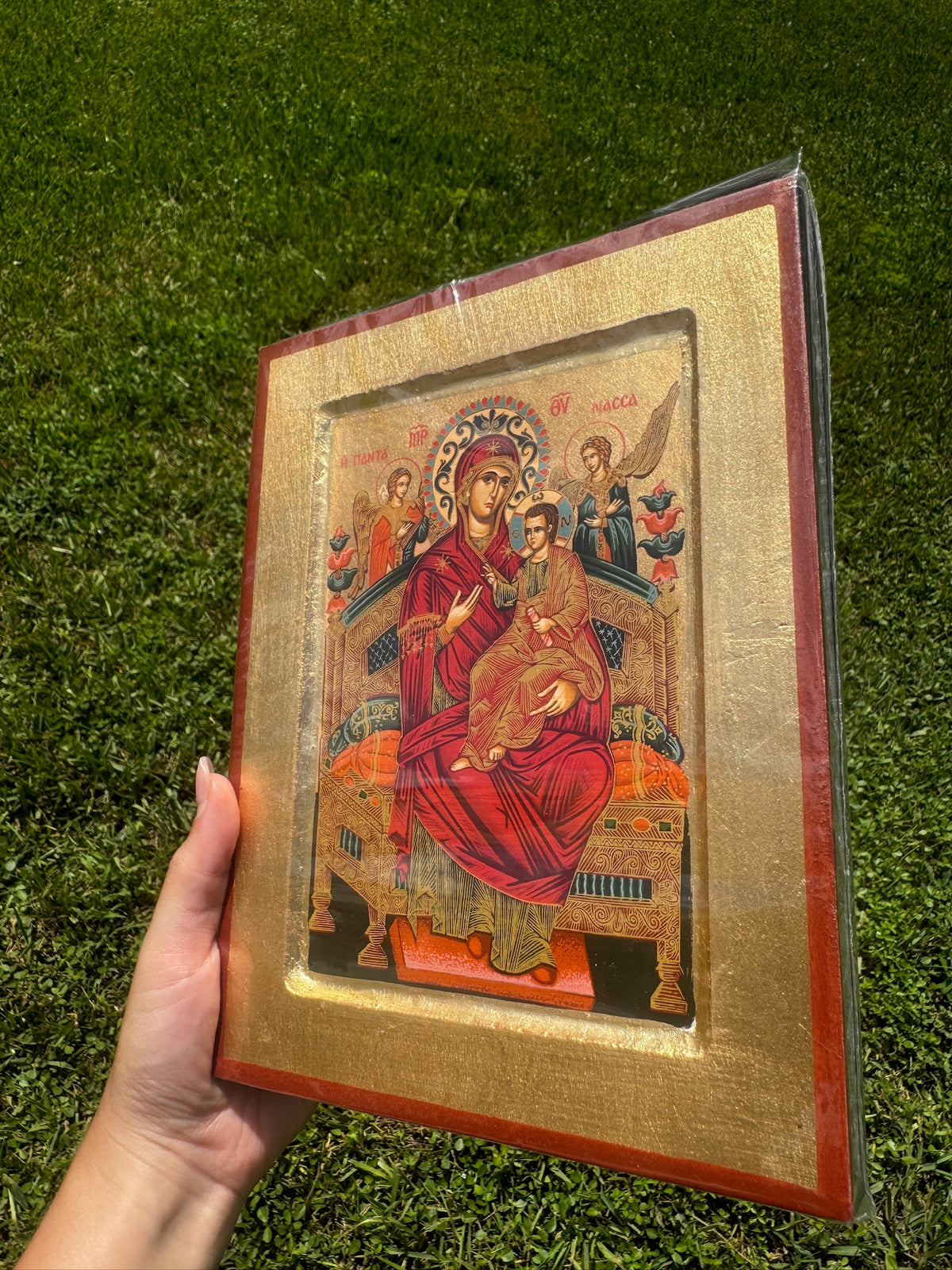 Virgin Mary Pantanassa Orthodox Icon | 18kt Gold Leaf Byzantine Icon