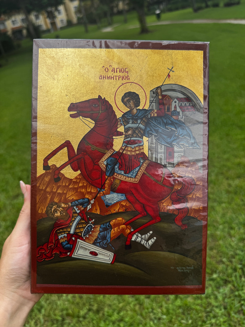 Saint Demetrios of Thessaloniki Orthodox Icon | 18kt Gold Leaf Byzantine Icon
