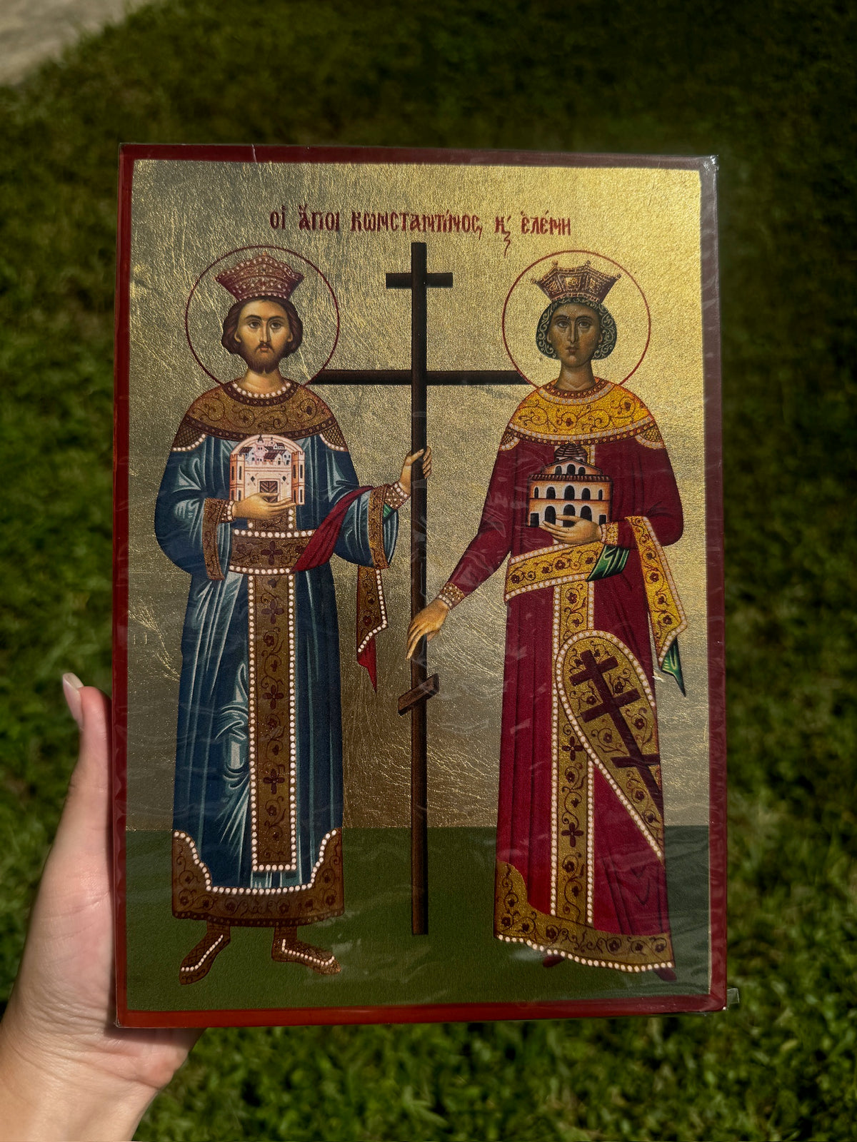 Saints Constantine and Helen Orthodox Icon | 18kt Gold Leaf Byzantine Icon