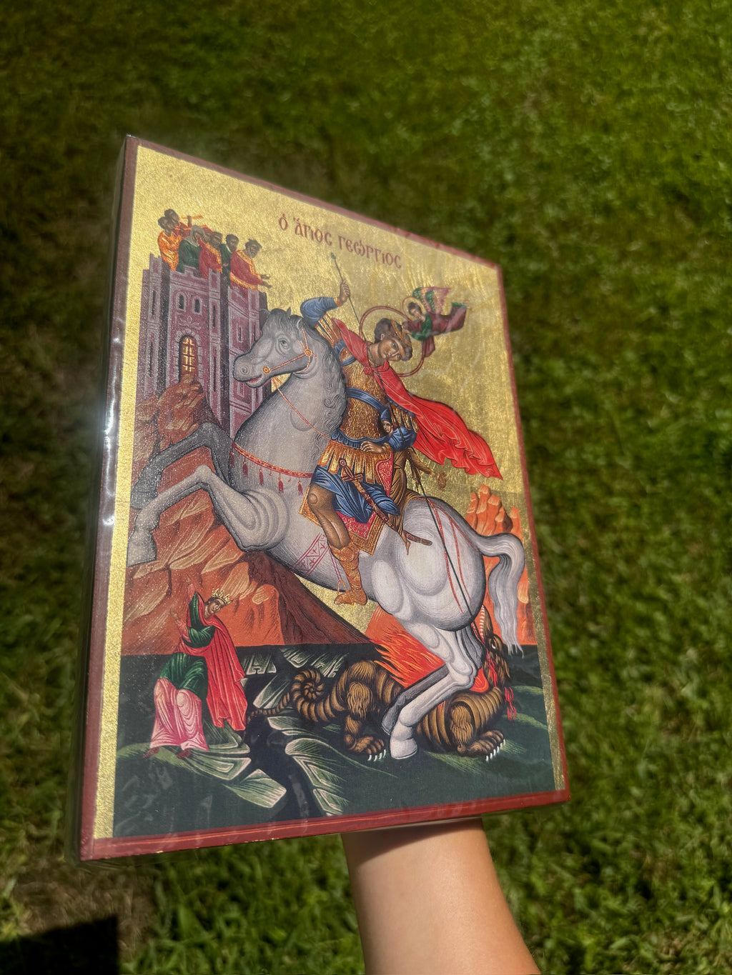 Saint George Orthodox Icon | 18kt Gold Leaf Byzantine Icon