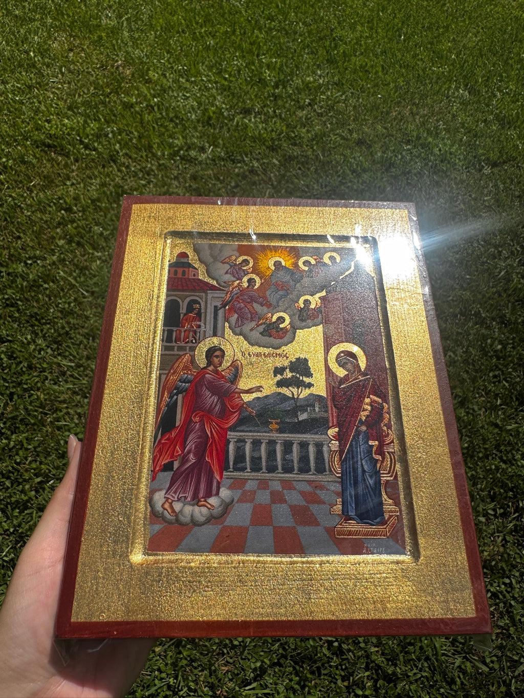 Annunciation Orthodox Icon | 18kt Gold Leaf Byzantine Icon