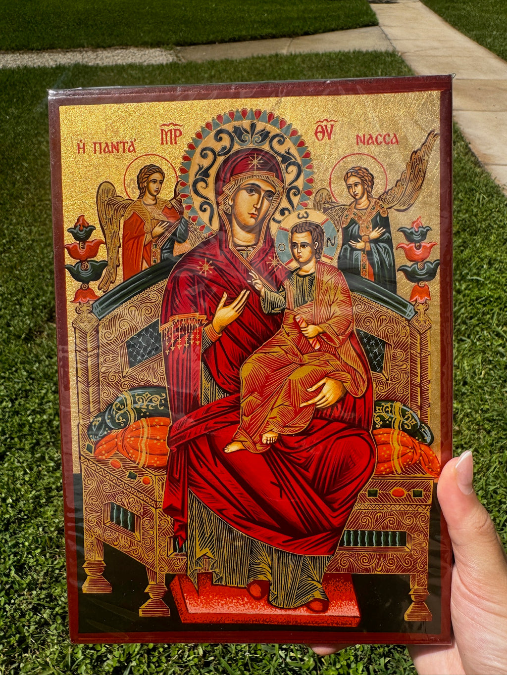 Virgin Mary Pantanassa Orthodox Icon | 18kt Gold Leaf Byzantine Icon