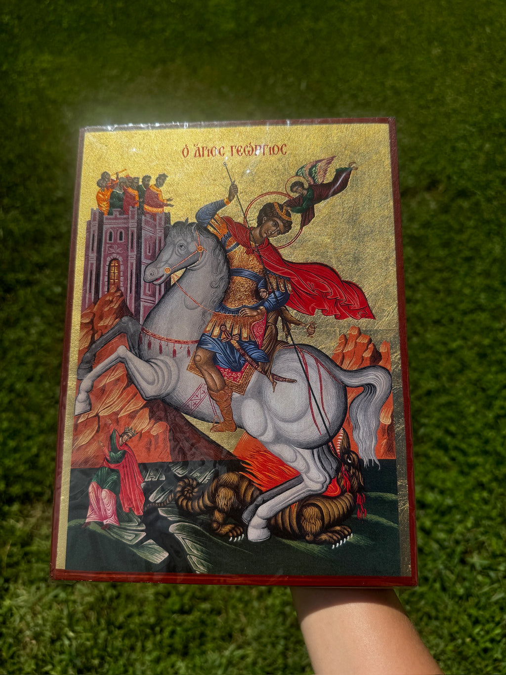 Saint George Orthodox Icon | 18kt Gold Leaf Byzantine Icon