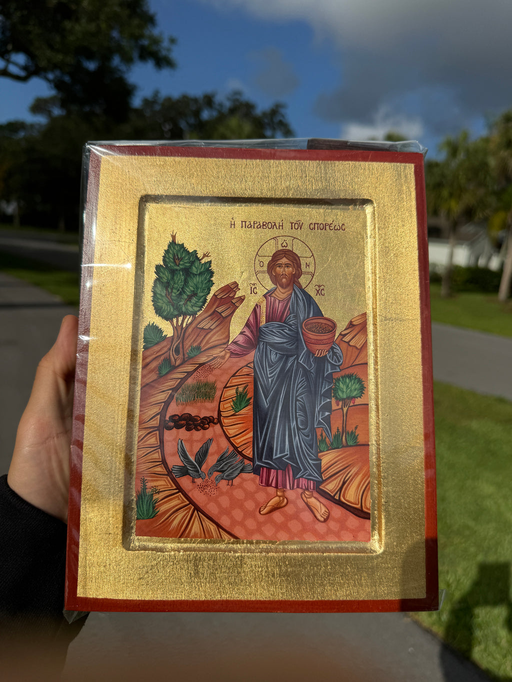 Parable of the Sower Orthodox Icon | 18kt Gold Leaf Byzantine Icon