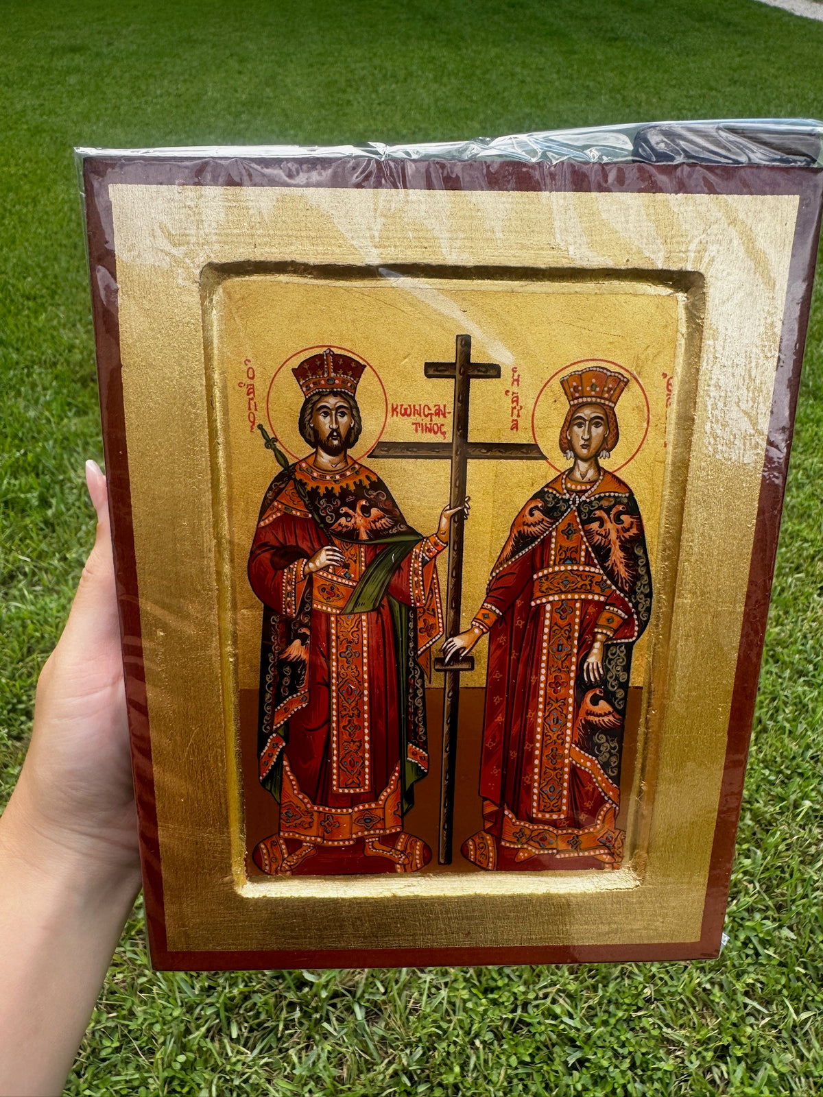 Saints Constantine and Helen Orthodox Icon | 18kt Gold Leaf Byzantine Icon