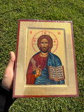 Christ Blessing Orthodox Icon | 18kt Gold Leaf Byzantine Icon