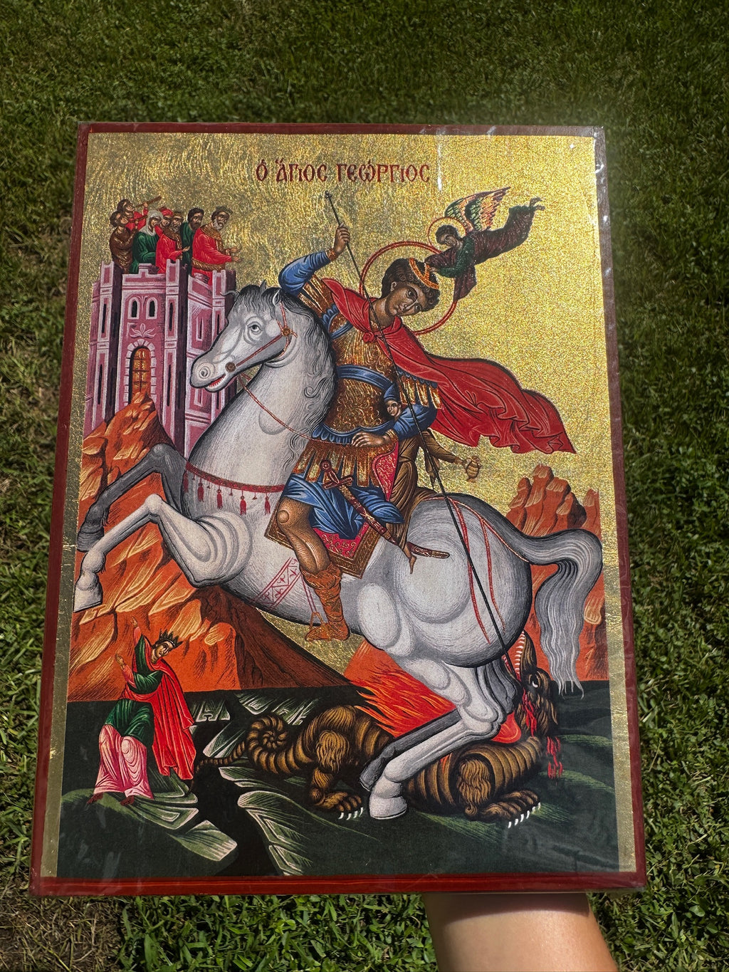 Saint George Orthodox Icon | 18kt Gold Leaf Byzantine Icon