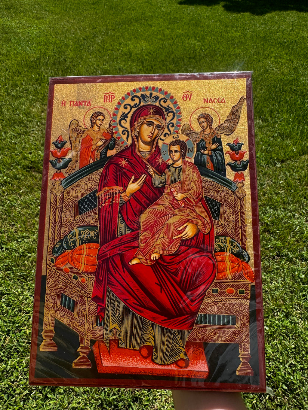 Virgin Mary Pantanassa Orthodox Icon | 18kt Gold Leaf Byzantine Icon