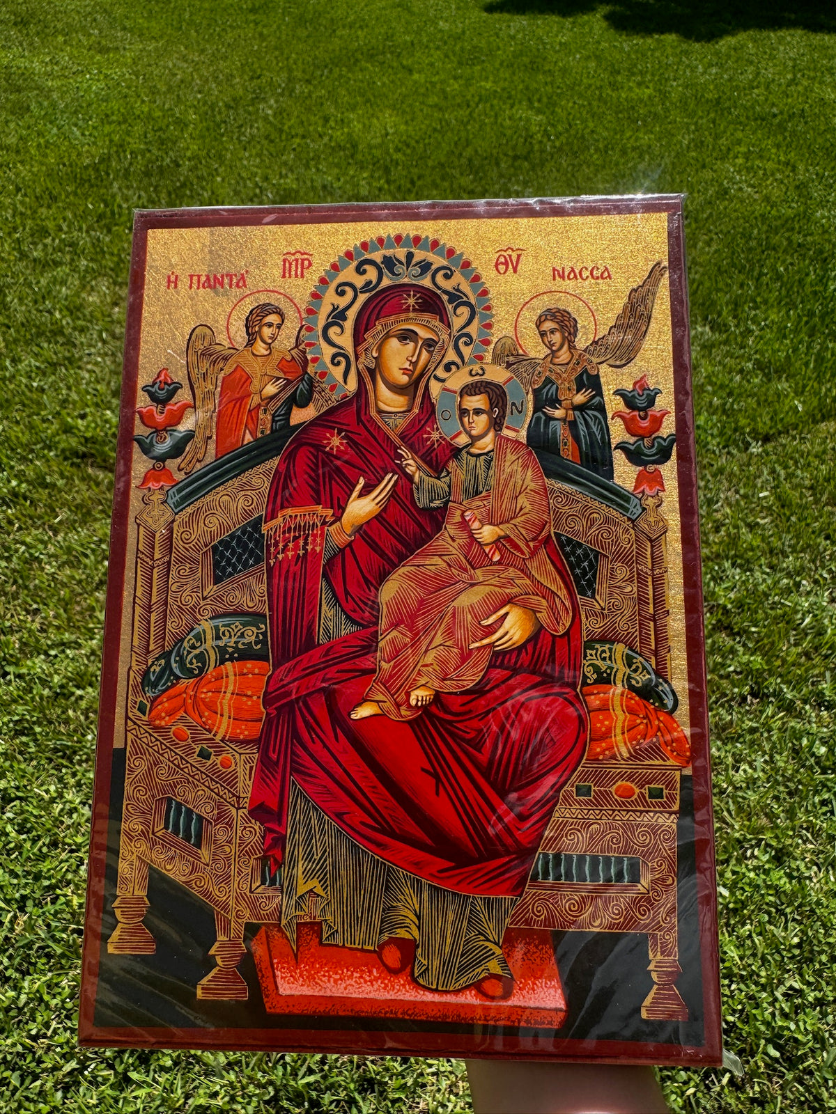 Virgin Mary Pantanassa Orthodox Icon | 18kt Gold Leaf Byzantine Icon