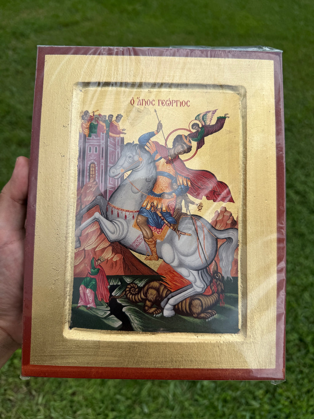 Saint George Orthodox Icon | 18kt Gold Leaf Byzantine Icon