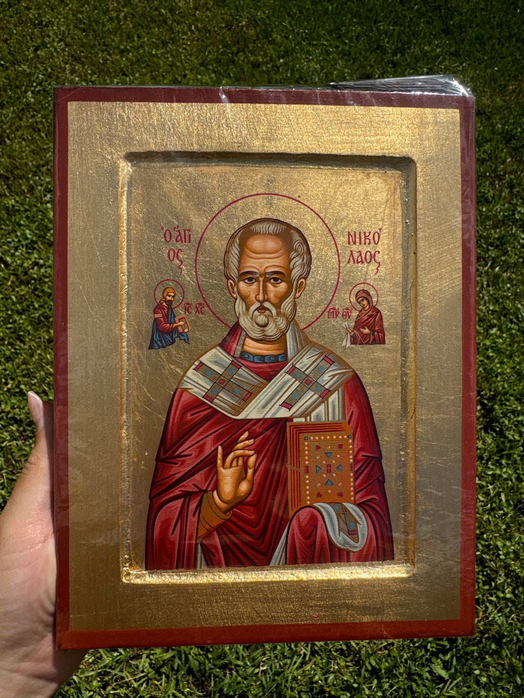 Saint Nicholas Orthodox Icon | 18kt Gold Leaf Byzantine Icon