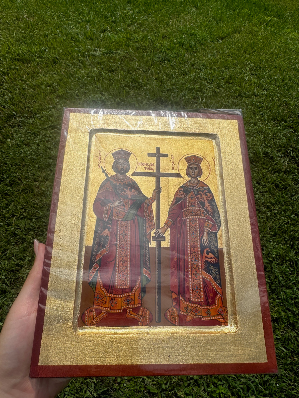 Saints Constantine and Helen Orthodox Icon | 18kt Gold Leaf Byzantine Icon