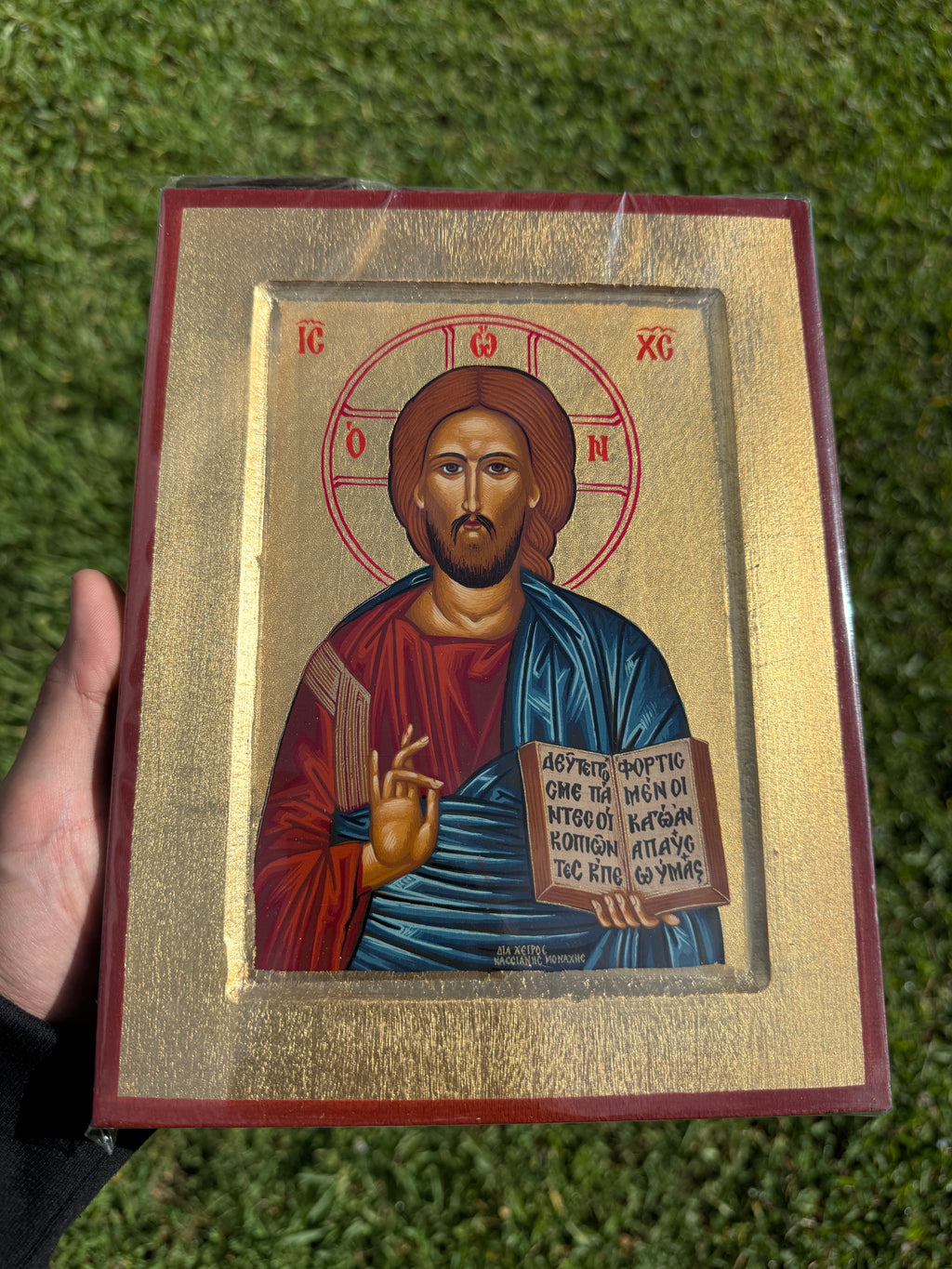 Christ Blessing Orthodox Icon | 18kt Gold Leaf Byzantine Icon