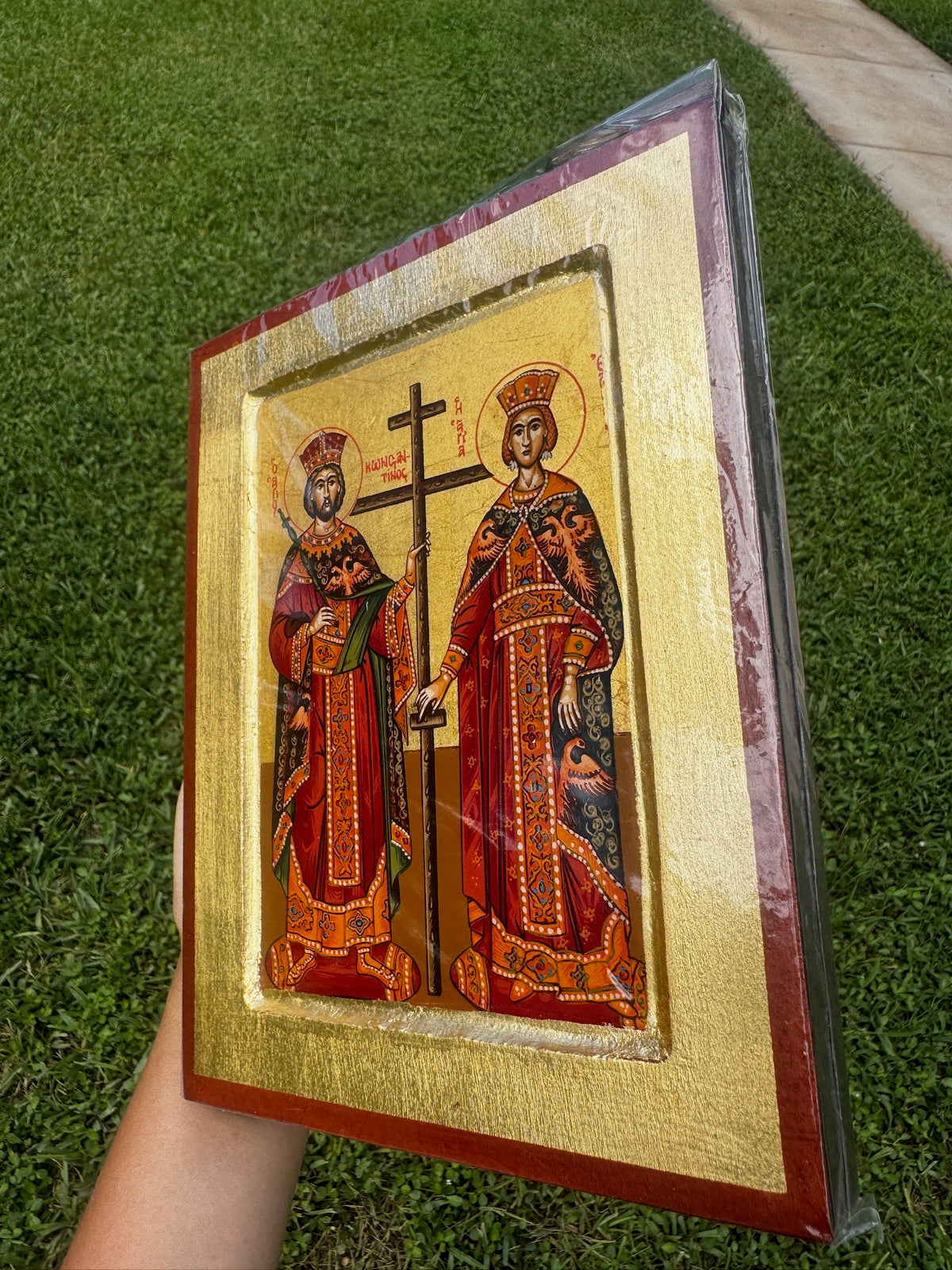 Saints Constantine and Helen Orthodox Icon | 18kt Gold Leaf Byzantine Icon