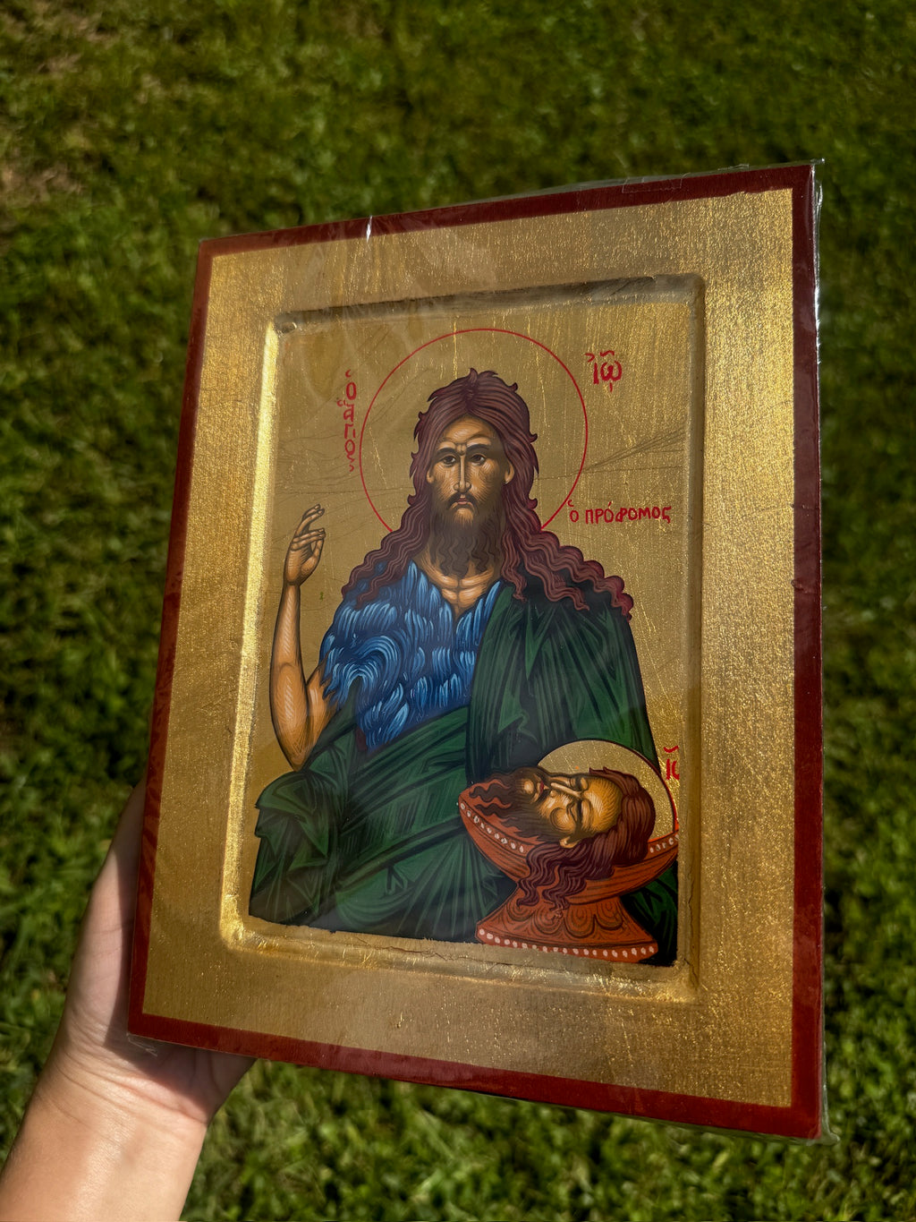 Saint John the Baptist Orthodox Icon | 18kt Gold Leaf Byzantine Icon