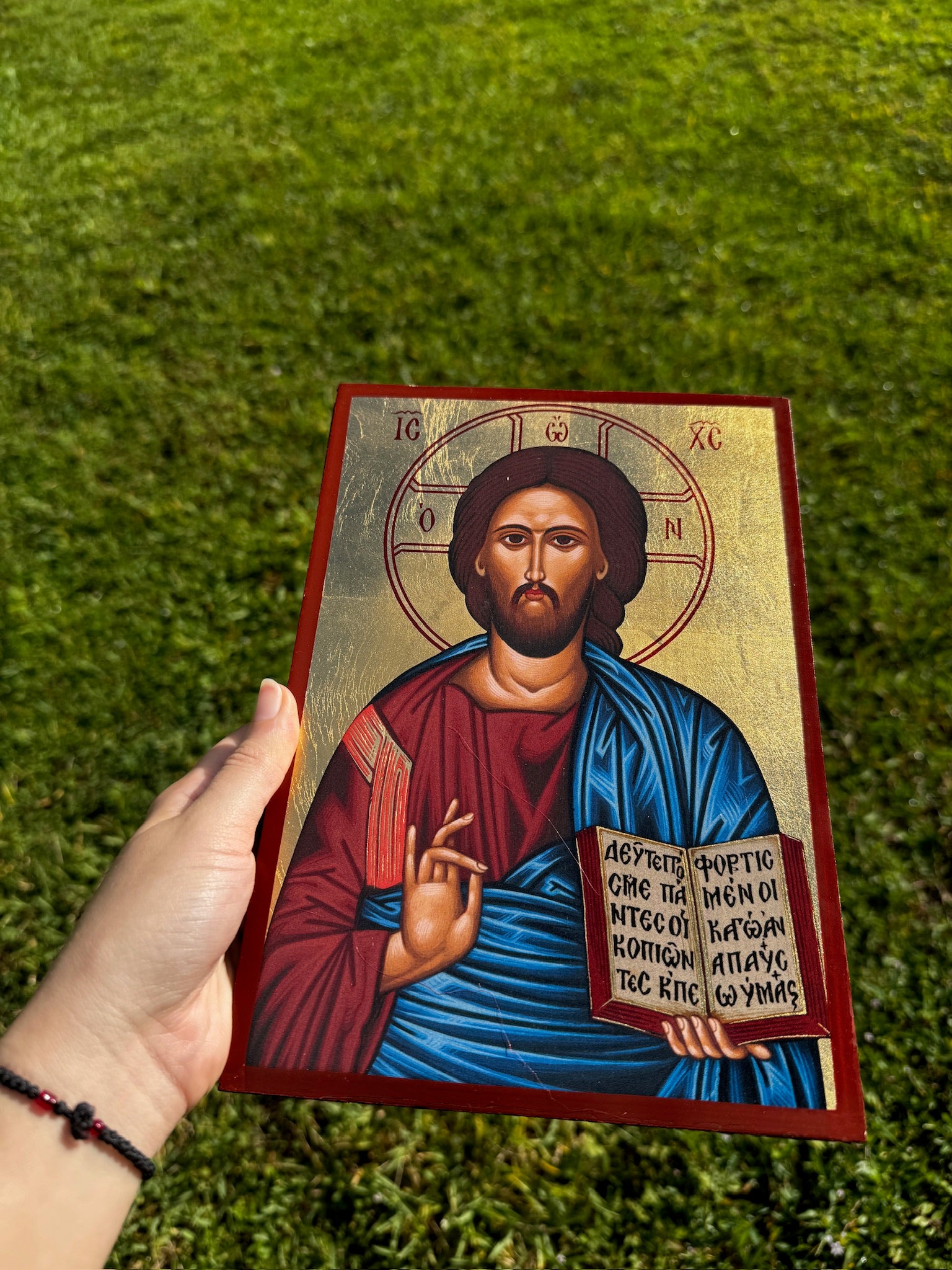 Christ Blessing Orthodox Icon | 18kt Gold Leaf Byzantine Icon