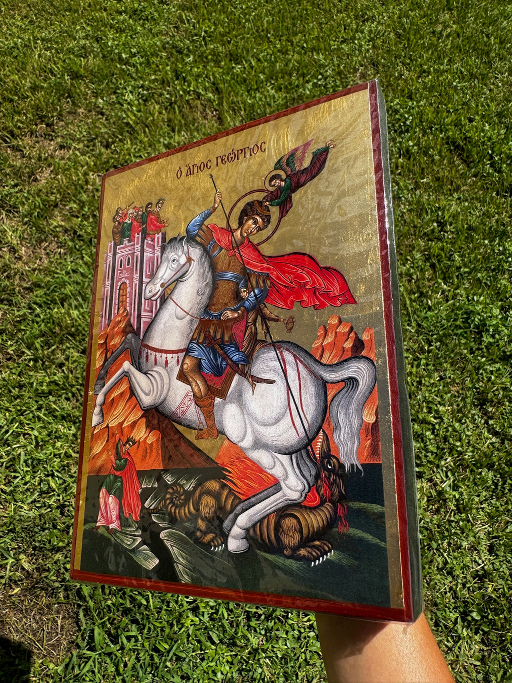 Saint George Orthodox Icon | 18kt Gold Leaf Byzantine Icon