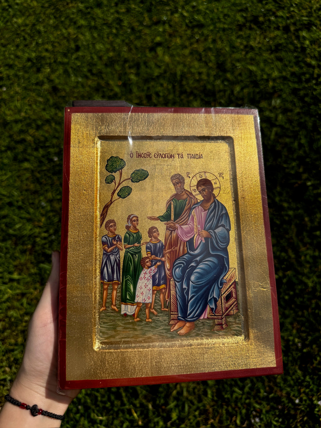 Christ Blessing the Children Orthodox Icon | 18kt Gold Leaf Byzantine Icon