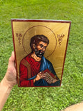 Saint Mark the Evangelist Orthodox Icon | 18kt Gold Leaf Byzantine Icon