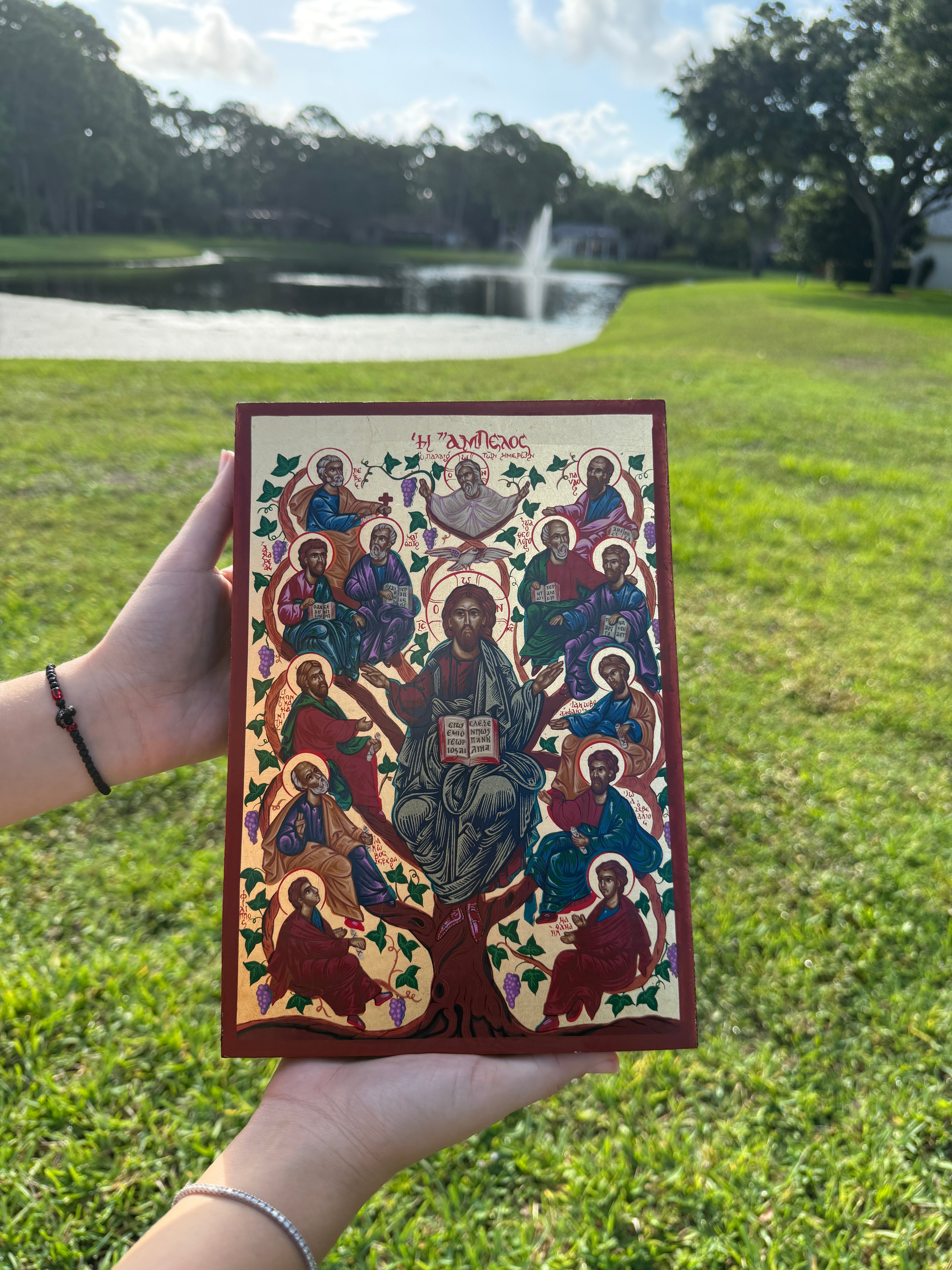 Christ the Vine Orthodox Icon | 18kt Gold Leaf Byzantine Icon