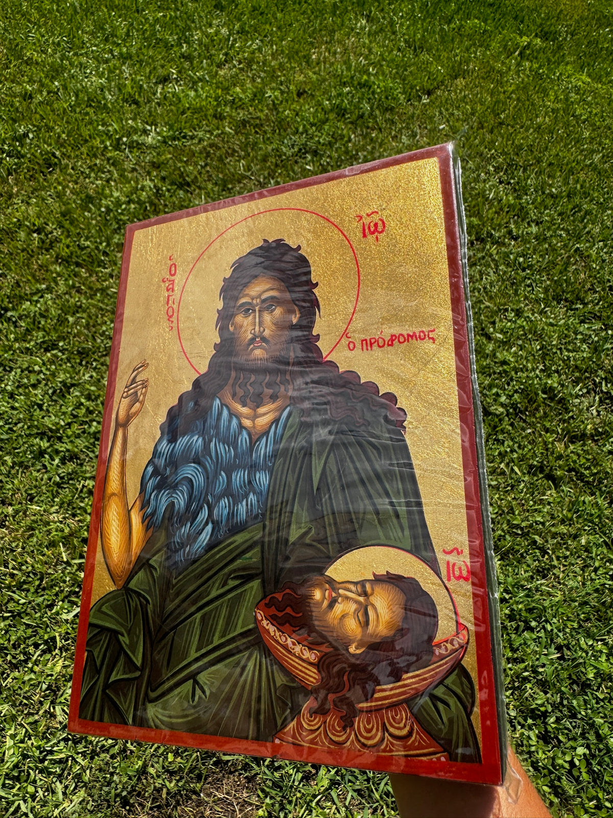 Saint John the Baptist Orthodox Icon | 18kt Gold Leaf Byzantine Icon