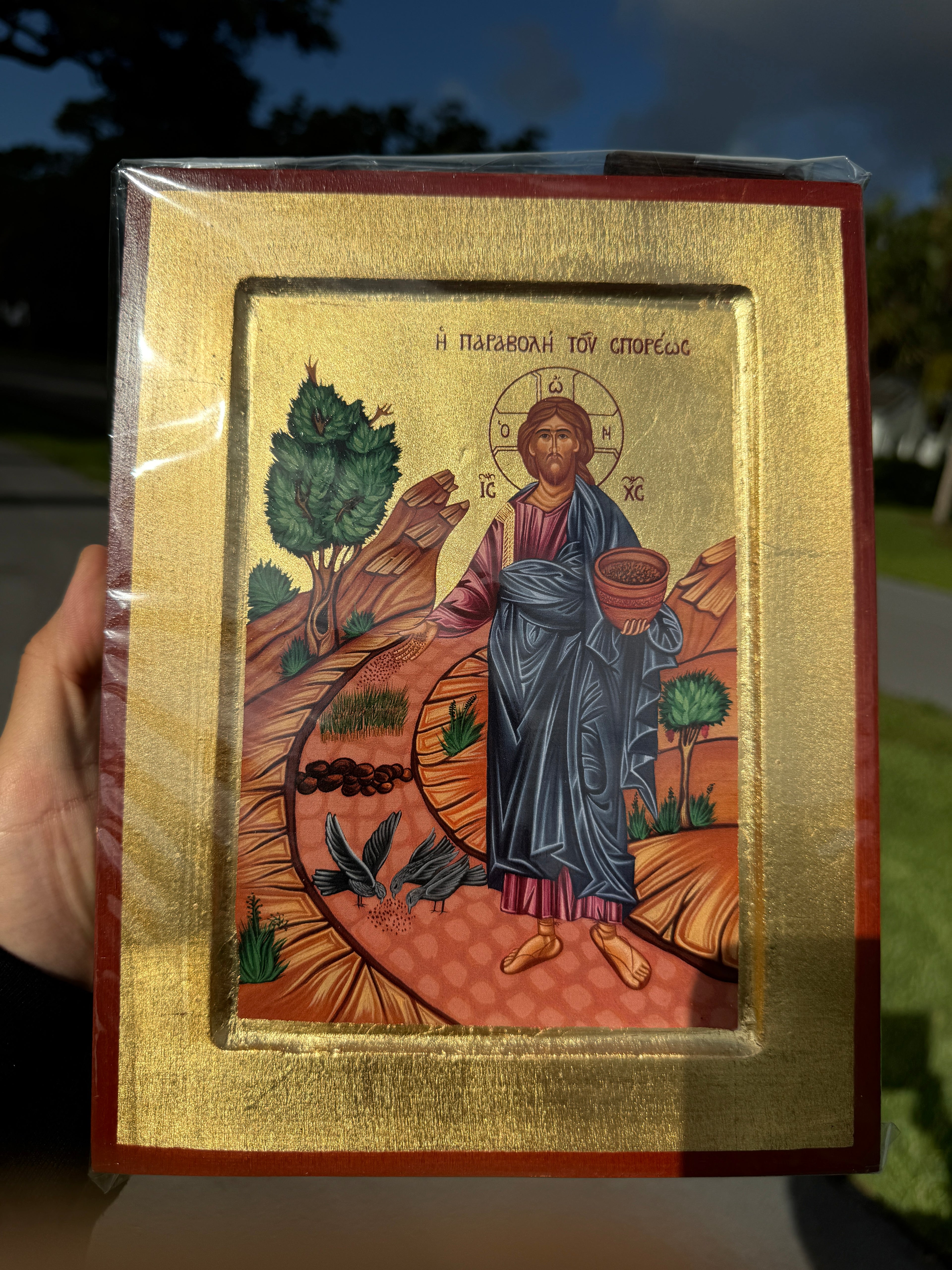 Parable of the Sower Orthodox Icon | 18kt Gold Leaf Byzantine Icon