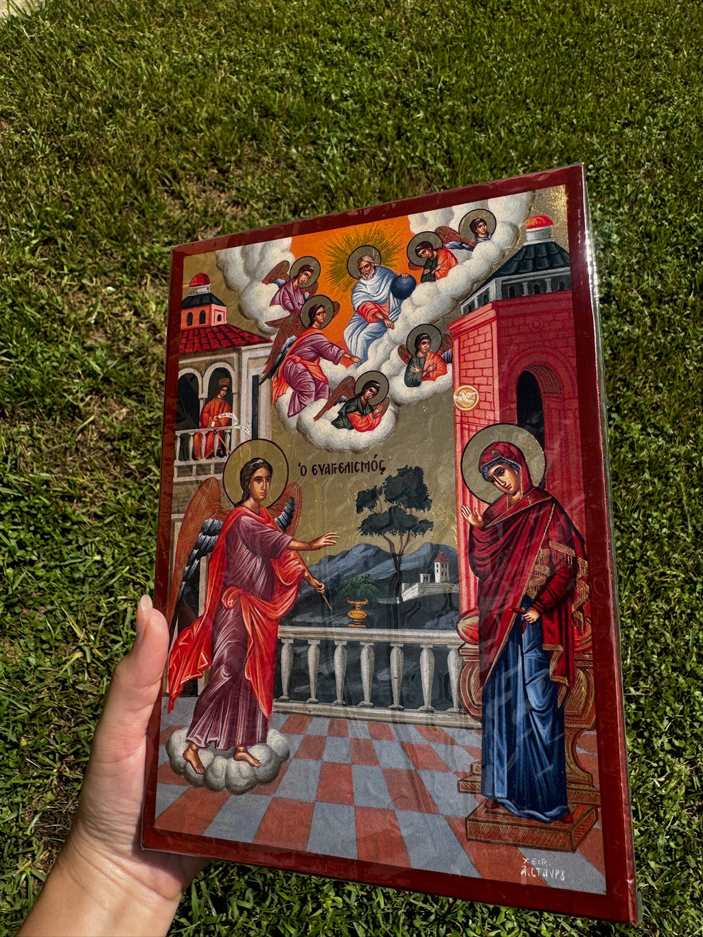 Annunciation Orthodox Icon | 18kt Gold Leaf Byzantine Icon
