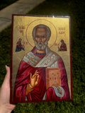 Saint Nicholas Orthodox Icon | 18kt Gold Leaf Byzantine Icon