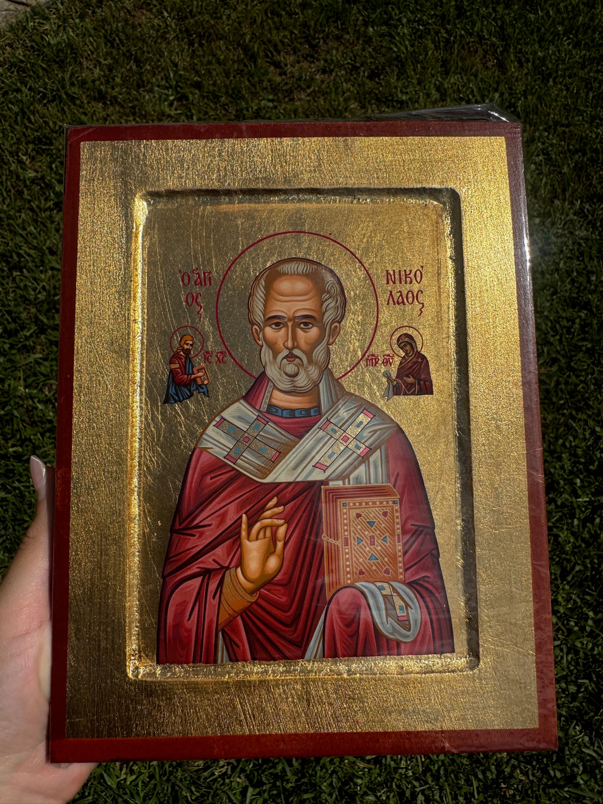 Saint Nicholas Orthodox Icon | 18kt Gold Leaf Byzantine Icon