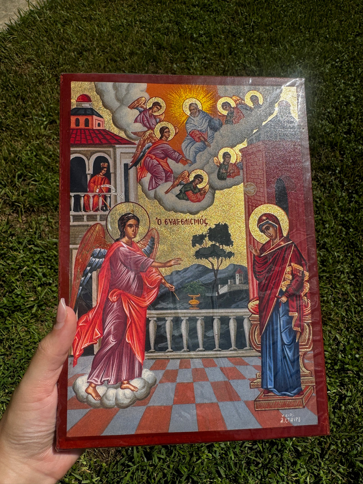 Annunciation Orthodox Icon | 18kt Gold Leaf Byzantine Icon