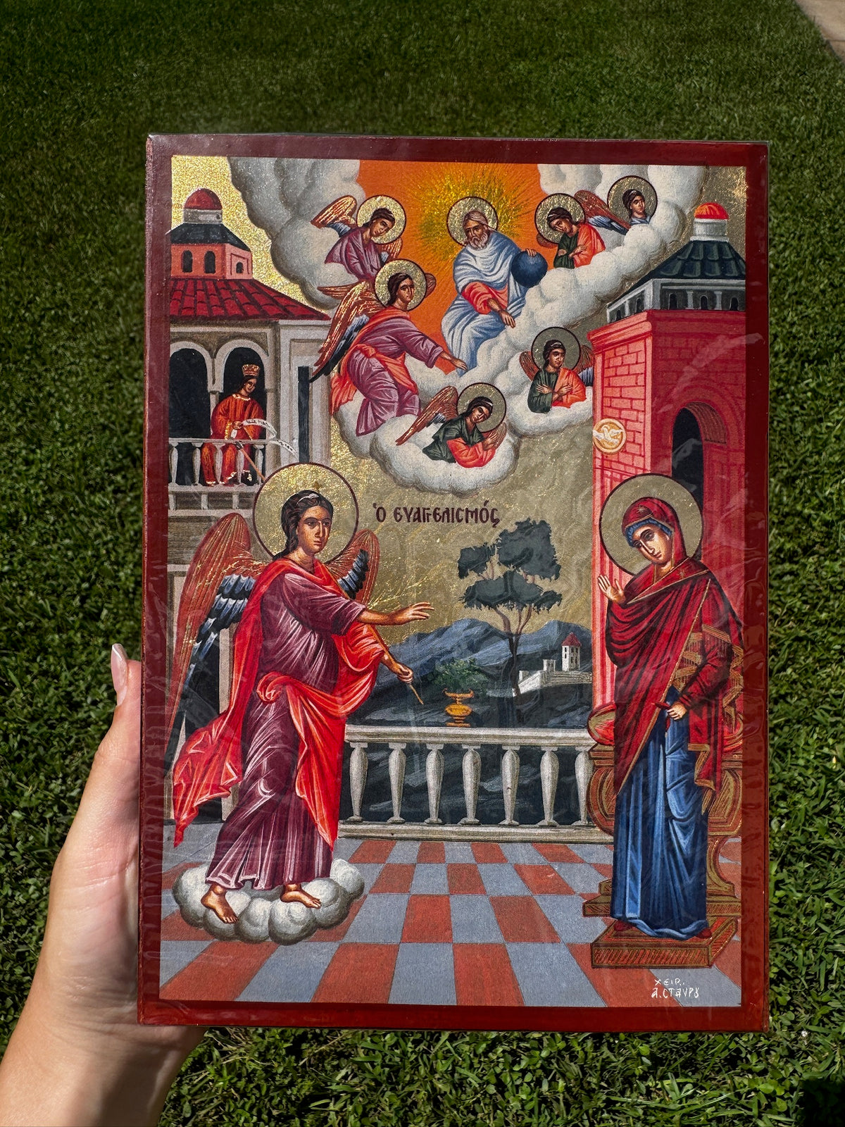 Annunciation Orthodox Icon | 18kt Gold Leaf Byzantine Icon