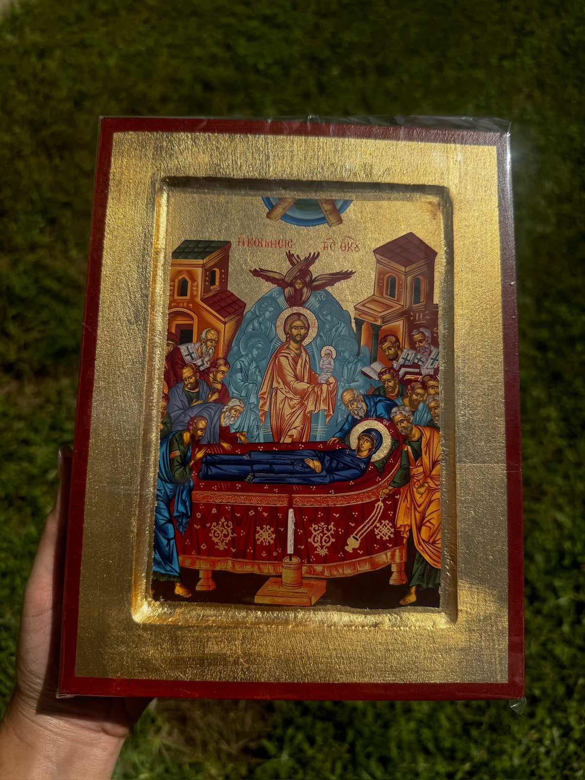 Dormition of the Theotokos Orthodox Icon | 18kt Gold Leaf Byzantine Icon