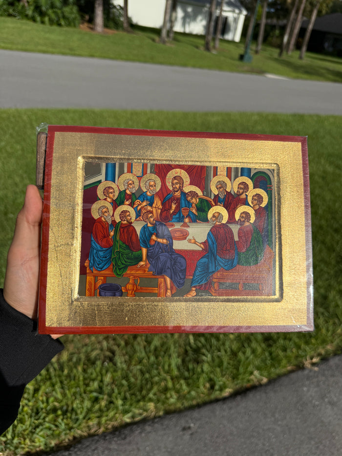 Last Supper Orthodox Icon - 18kt Gold Leaf
