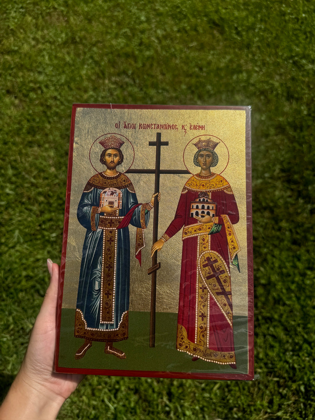 Saints Constantine and Helen Orthodox Icon | 18kt Gold Leaf Byzantine Icon
