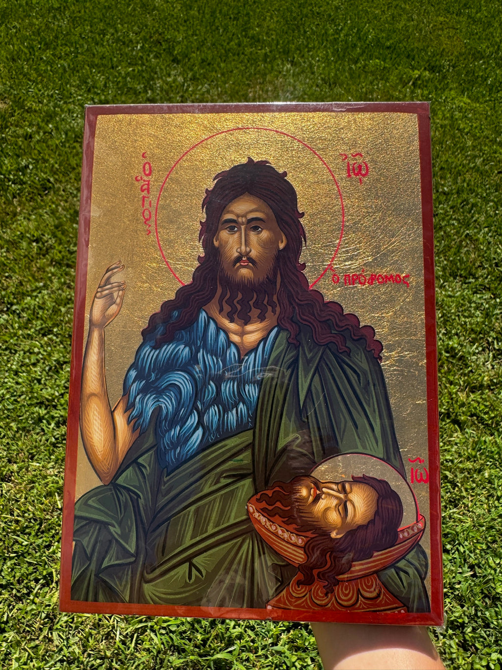 Saint John the Baptist Orthodox Icon | 18kt Gold Leaf Byzantine Icon
