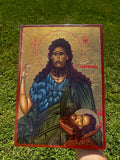 Saint John the Baptist Orthodox Icon | 18kt Gold Leaf Byzantine Icon