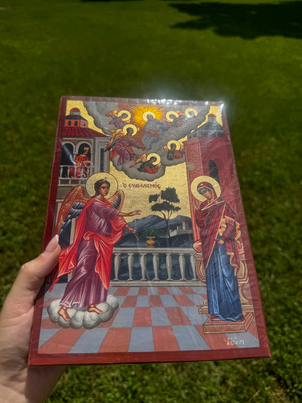 Annunciation Orthodox Icon | 18kt Gold Leaf Byzantine Icon