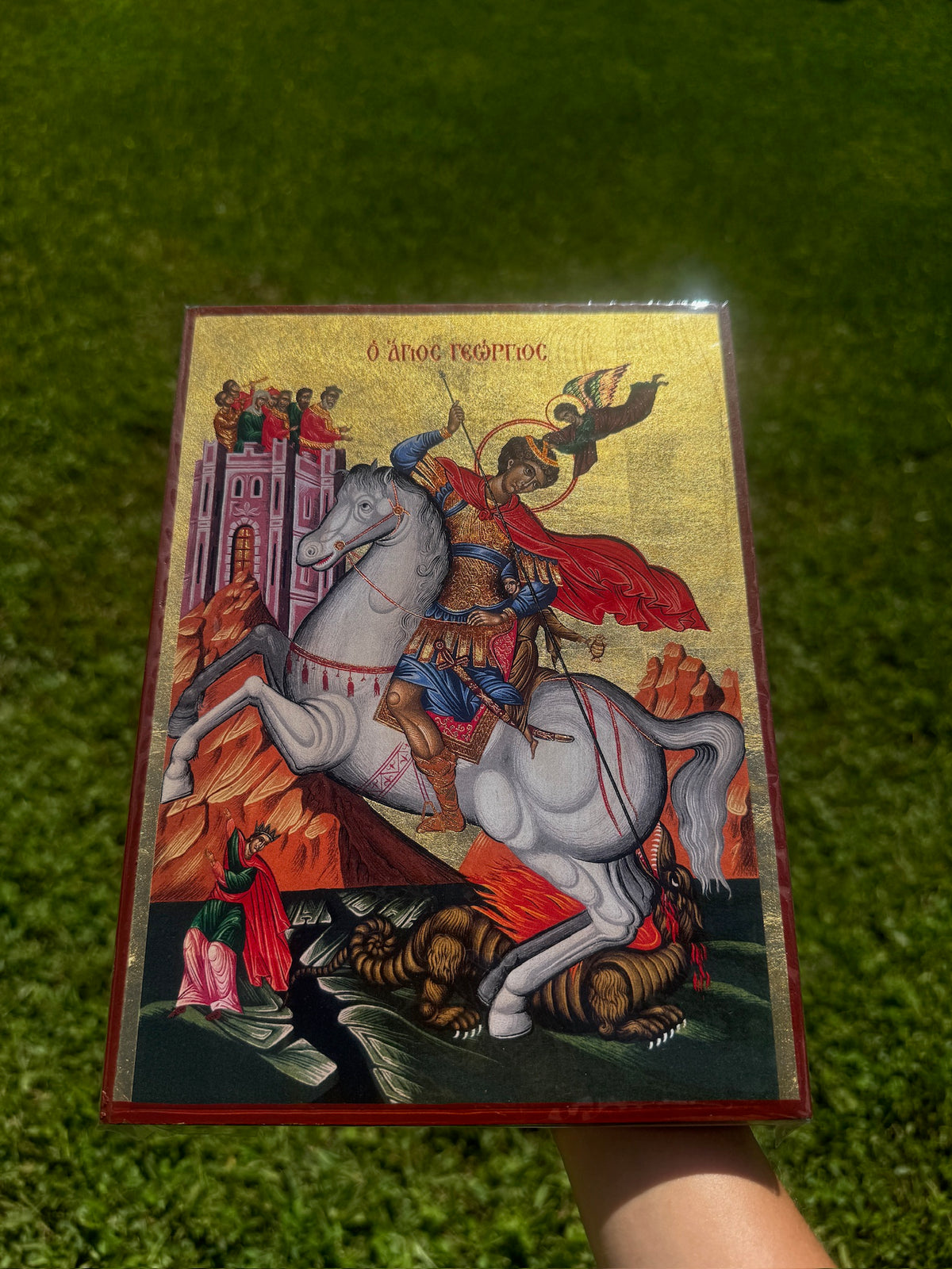 Saint George Orthodox Icon | 18kt Gold Leaf Byzantine Icon