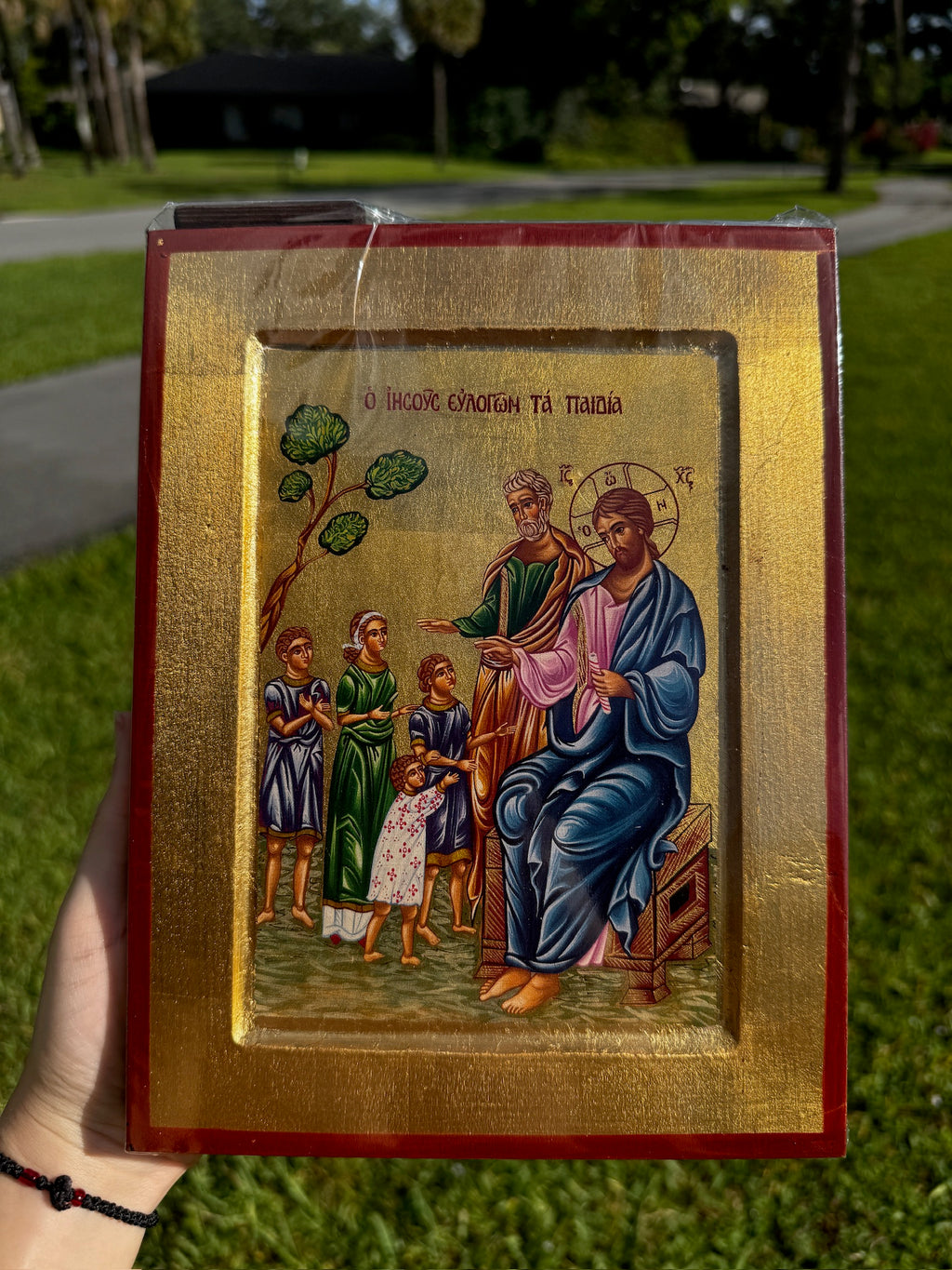 Christ Blessing the Children Orthodox Icon | 18kt Gold Leaf Byzantine Icon