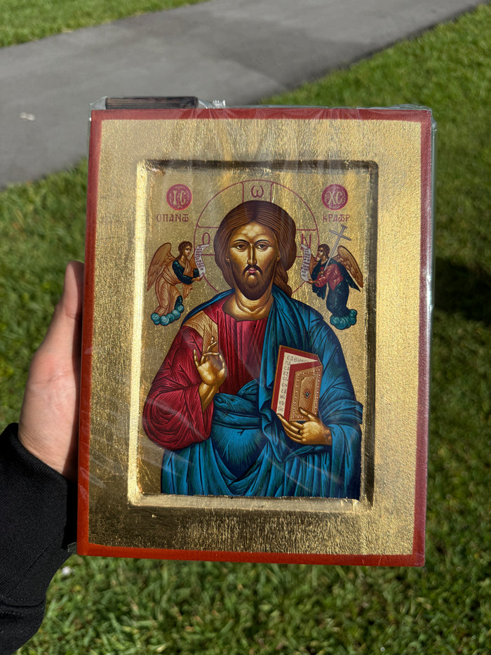 Christ Pantocrator Orthodox Icon | 18kt Gold Leaf Byzantine Icon