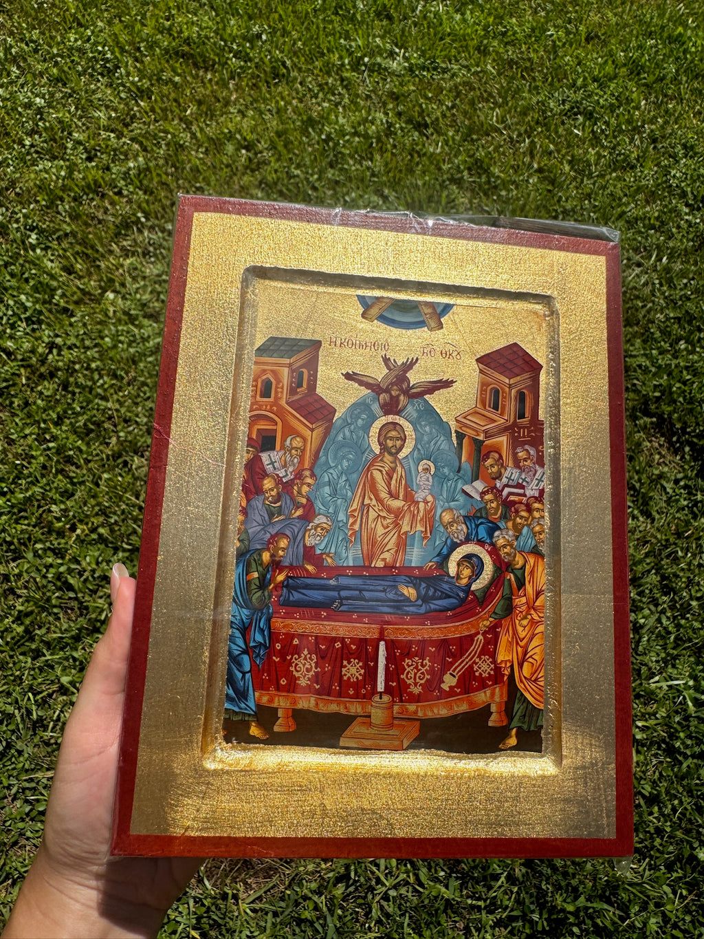 Dormition of the Theotokos Orthodox Icon | 18kt Gold Leaf Byzantine Icon