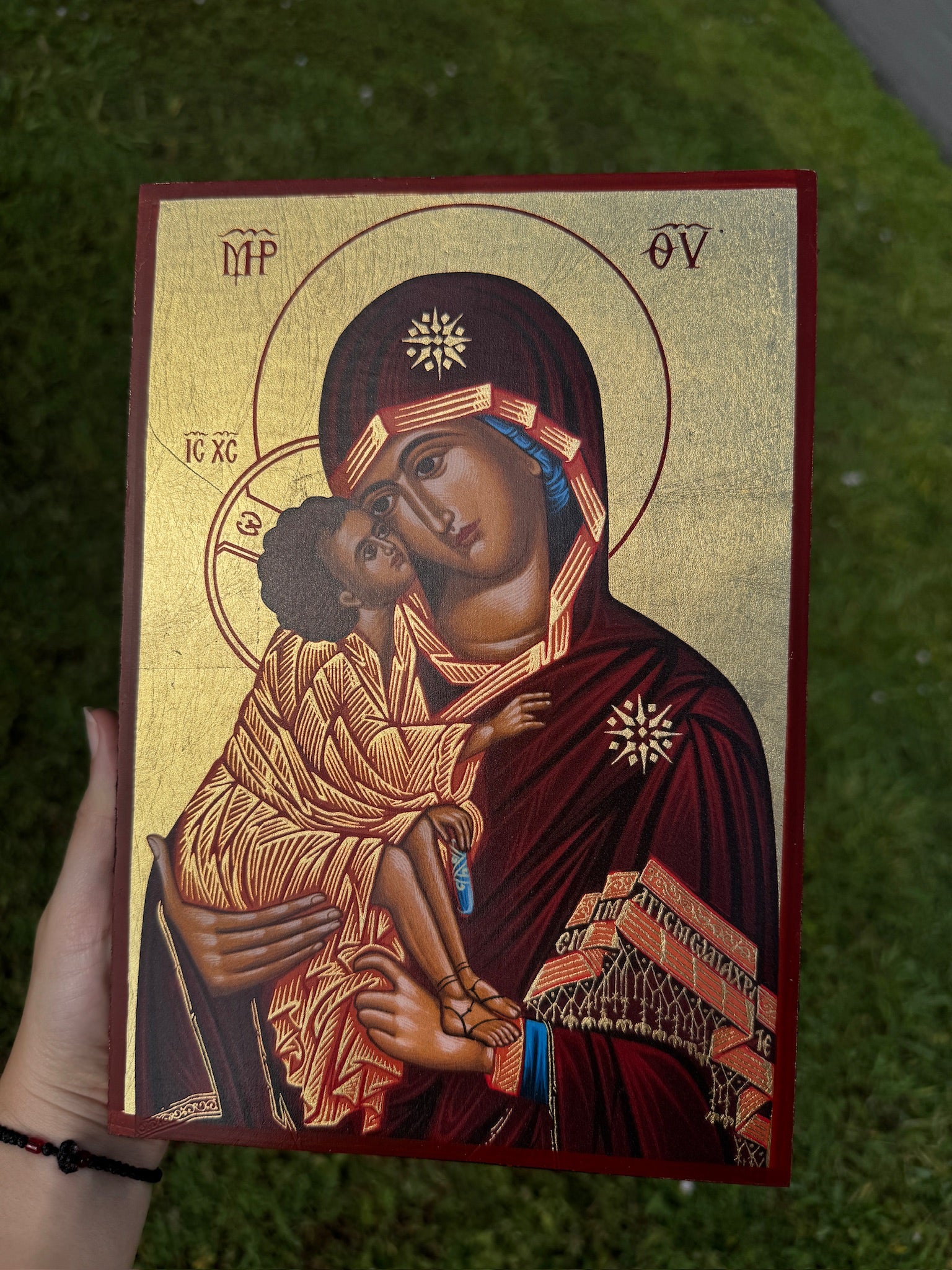 Virgin Mary (Theotokos) Orthodox Icon | 18kt Gold Leaf Byzantine Icon